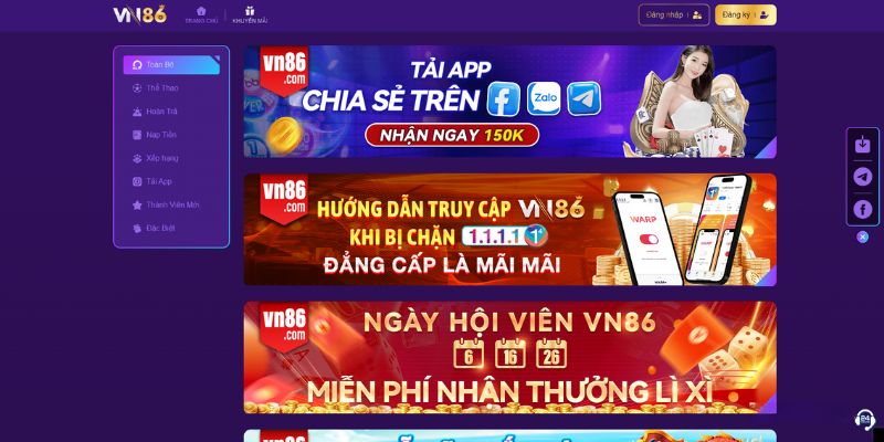 Khuyến mãi hấp dẫn mới nhất 2024 của VN86