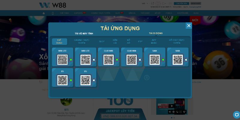 Hướng dẫn tải App W88